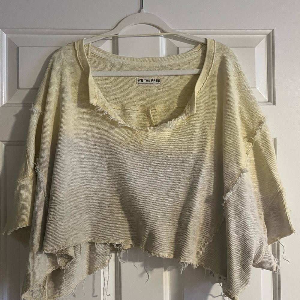 We The Free Frayed Cream Pullover